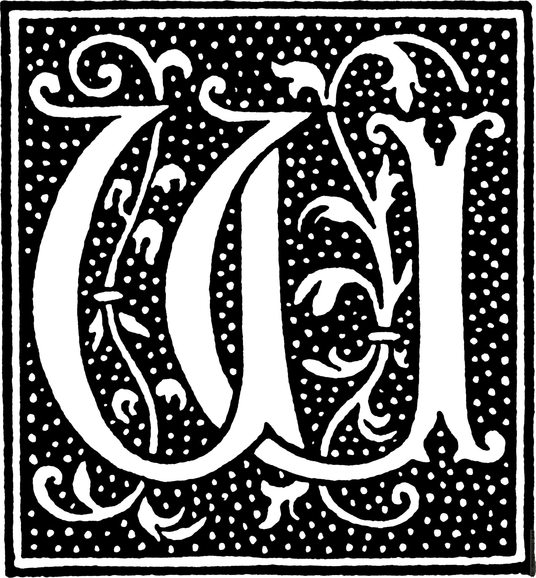 Clipart  Initial Letter W From Beginning Of The 16th Century Details