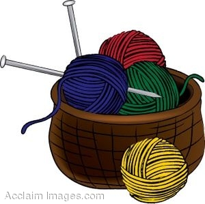 Description  Clip Art Of Yarn Balls With Knitting Needles In A Basket