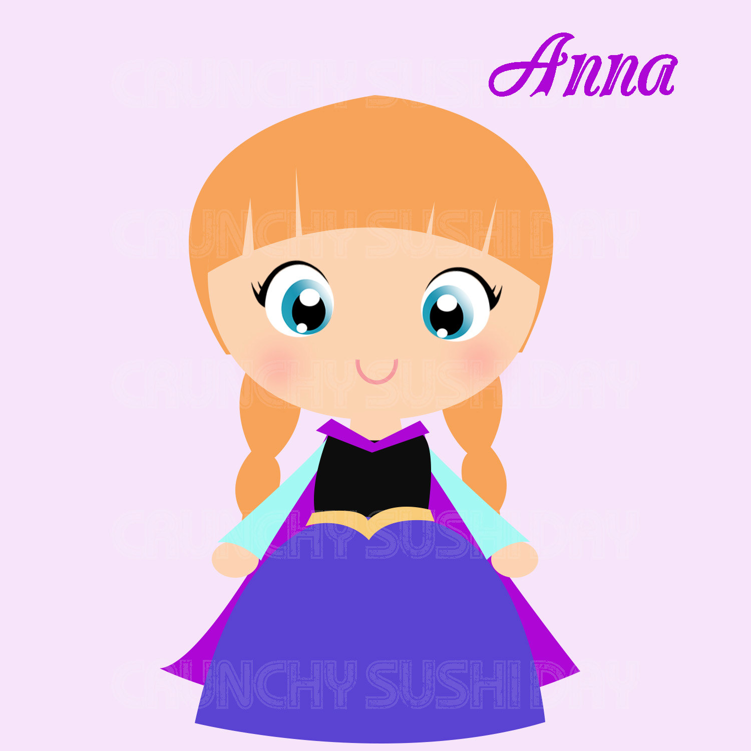 Princess Anna Frozen Cute Kawaii Princess Digital Graphic Clipart