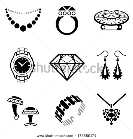 Set Of Jewelry Icons  Collection Of Black White Icons For Luxury