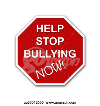 Stop Bullying Now Red And White Road Sign  Clipart Illustrations