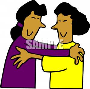 Two Woman Hugging   Royalty Free Clipart Picture