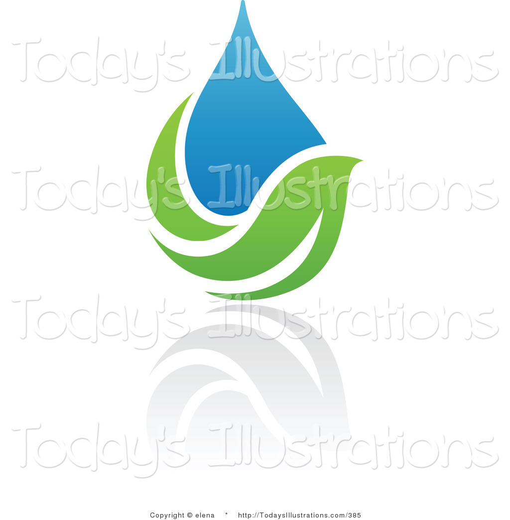 Clipart Of A Blue And Green Organic And Ecology Water Drop And Leaf