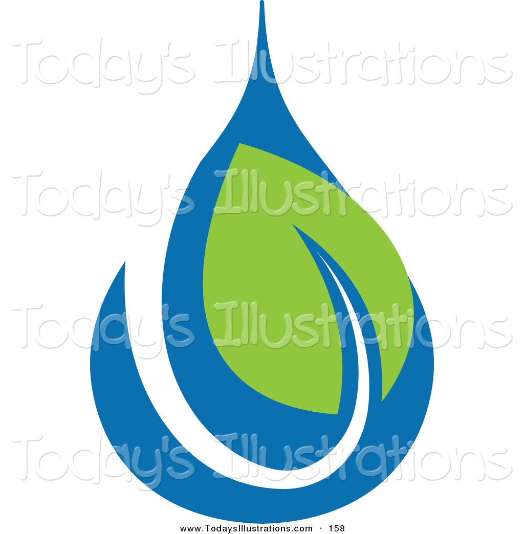 Clipart Of A Green And Blue Ecology Logo Icon   A Water Drop And Green