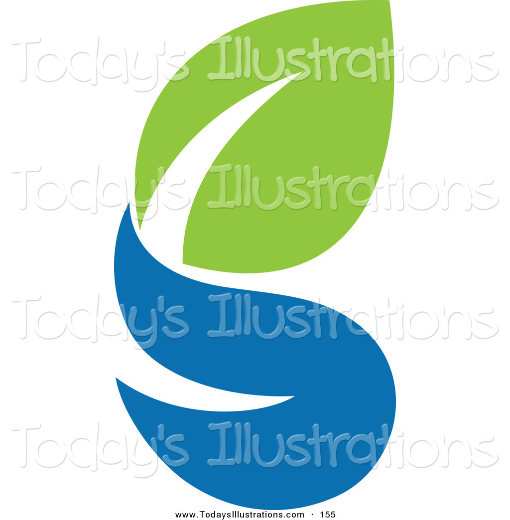 Clipart Of A Green And Blue Ecology Logo Icon With A Green And A Blue