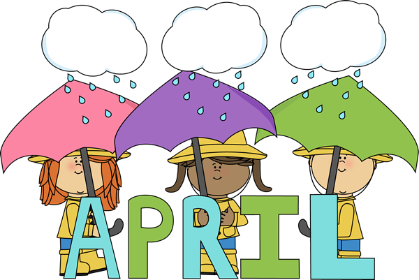 Month Of April Showers Clip Art Image   The Word April In Blue And