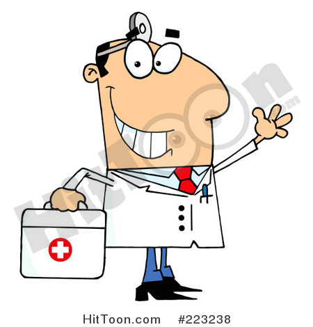 Rf Clipart Illustration Of A Smiling And Waving Caucasian Male Doctor