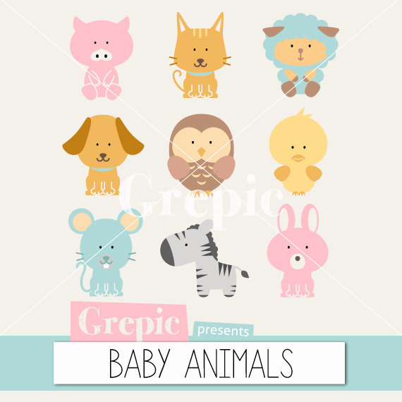 Baby Animal Clipart  Cute Animal Clip Art Pack Baby Animals With