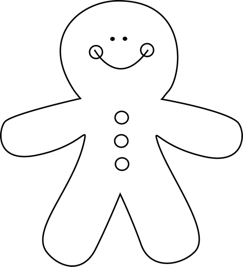 Black And White Gingerbread Man Clip Art   Black And White Gingerbread