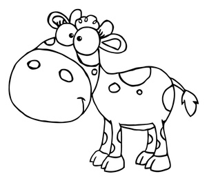 Calf Clipart Image   Black And White Young Cow