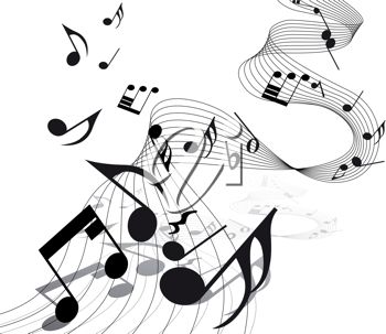 Picture Of Music Notes On An Abstract Staff In A Vector Clip Art