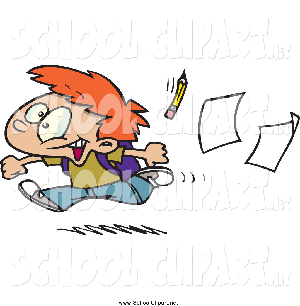 Red Haired Boy Running Home On The Last Day Of School By Ron Leishman
