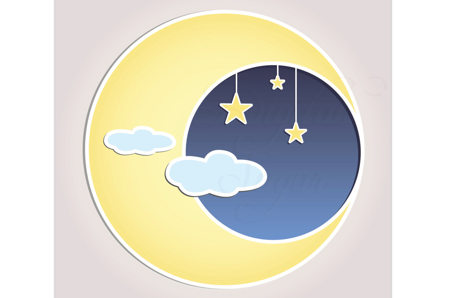 Sun Moon Stars Clip Art Vector Baby Shower By Digitalsugar On Etsy