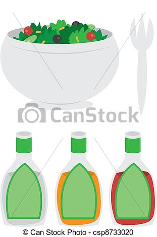 Vector Clipart Of Bowl Of Salad   Cartoon Bowl Of Salad With Dressing