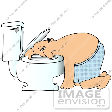30430 Clip Art Graphic Of A Nauseated Caucasian Man With The Flu