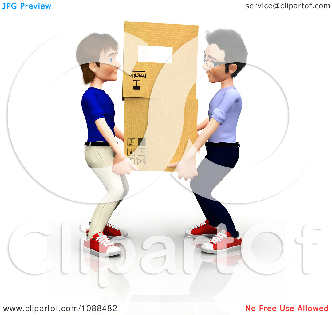 Clipart 3d Men Carrying Moving Boxes   Royalty Free Cgi Illustration