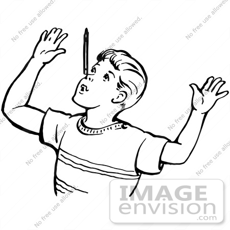 Royalty Free Clipart Illustration Of A Retro Boy Throwing Up His Arms