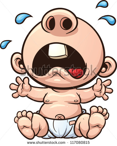 Cartoon Baby Crying  Vector Clip Art Illustration With Simple