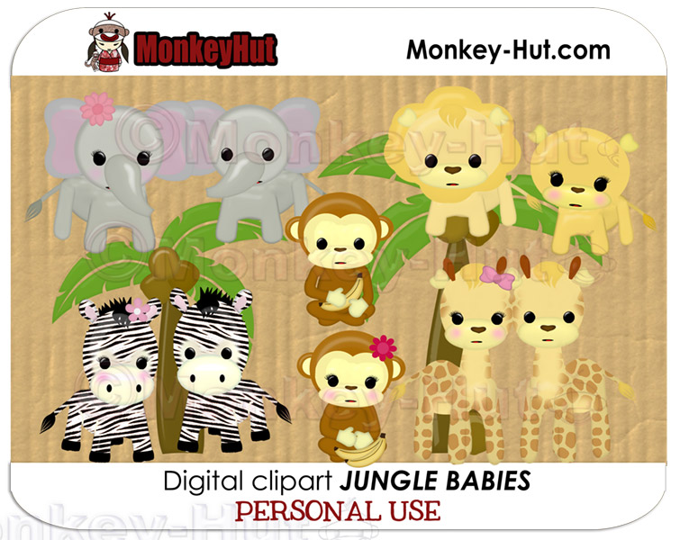 Clip Art Adorable Baby Safari Jungle Animals Clip Art Ca
