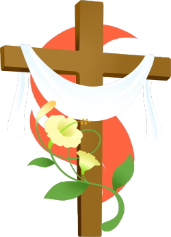 Clip Art Of An Easter Cross With A White Easter Lily