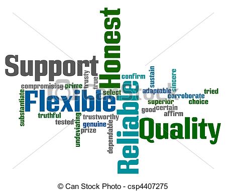 Clipart Vector Of Support And Reliability Words   Word Cloud With