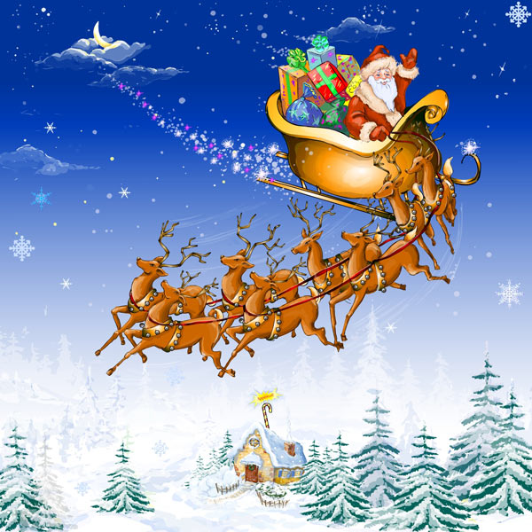 20  Gallery Images For Santa Claus And His Reindeer Clipart