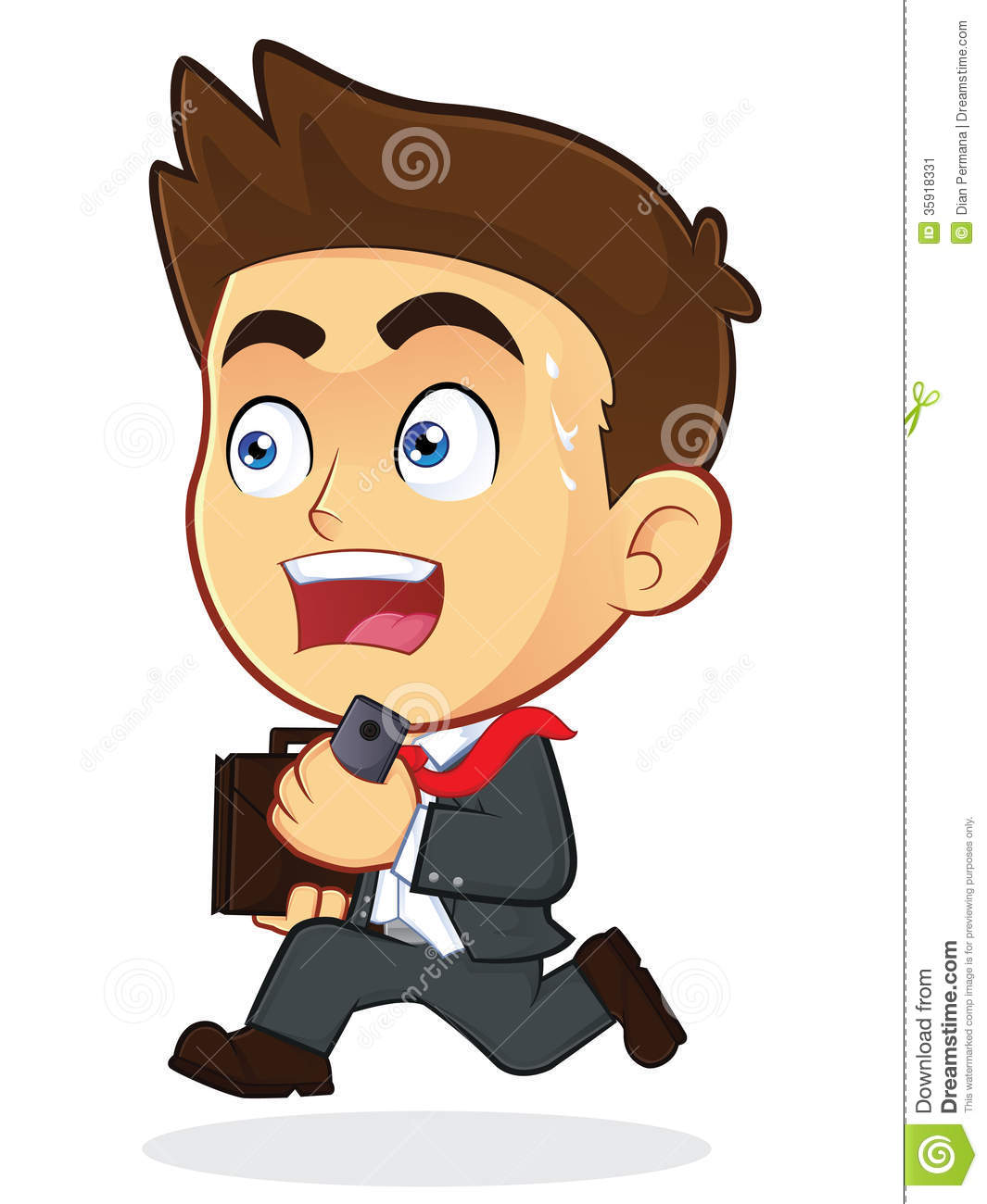 Clipart Picture Of A Running Male Businessman Cartoon Character