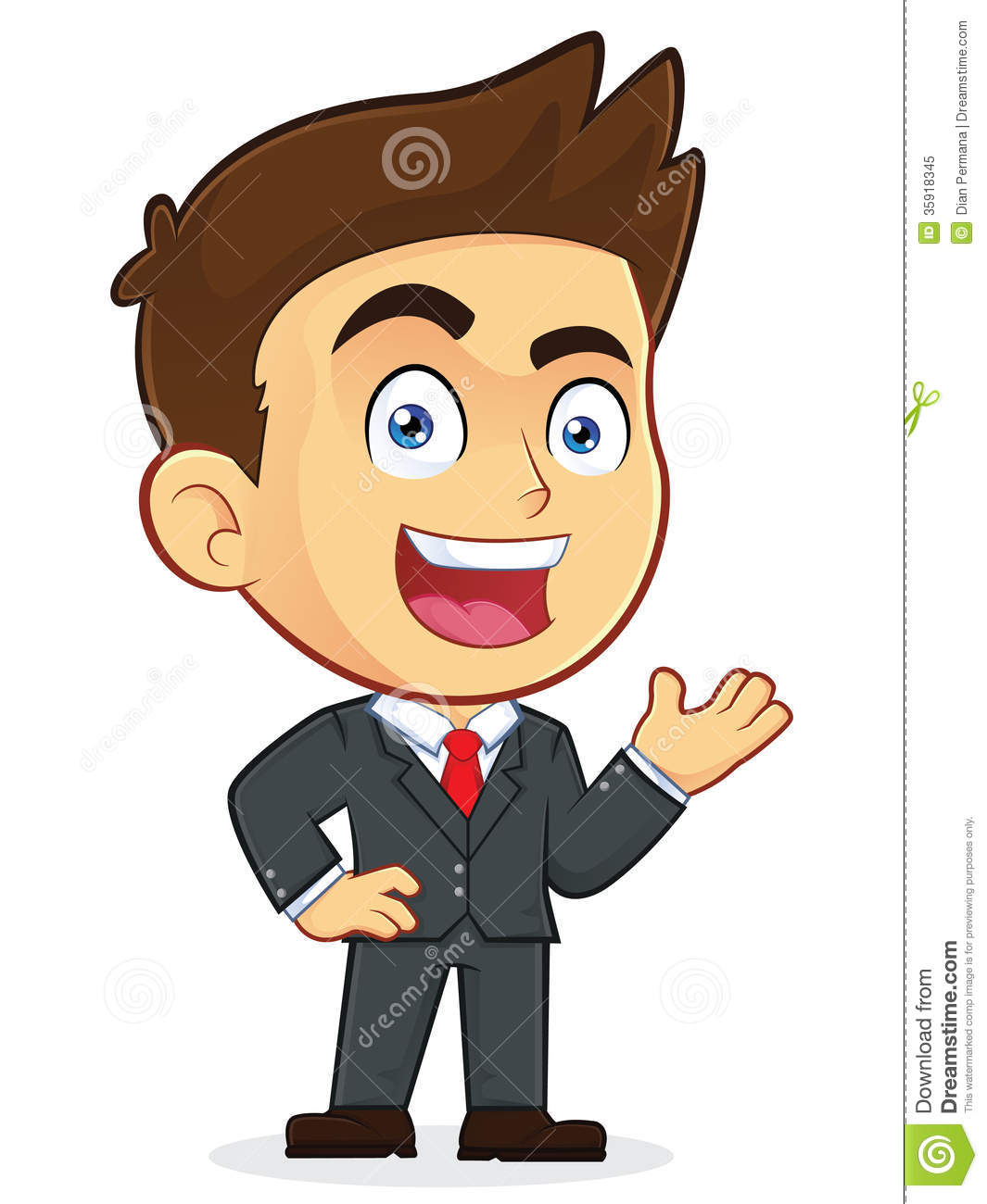 Clipart Picture Of A Welcoming Male Businessman Cartoon Character