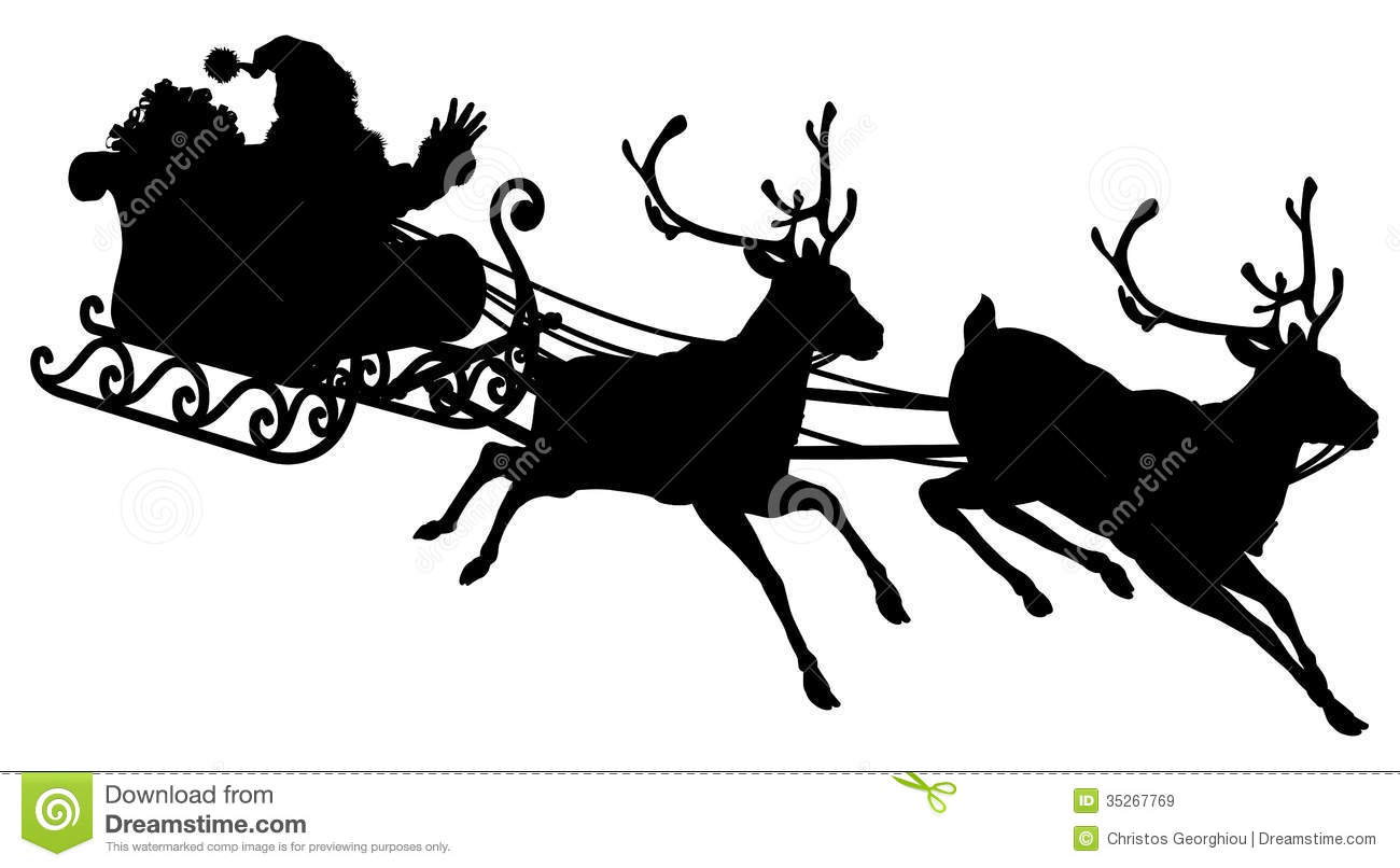Santa Sleigh Silhouette Royalty Free Stock Images   Image  35267769