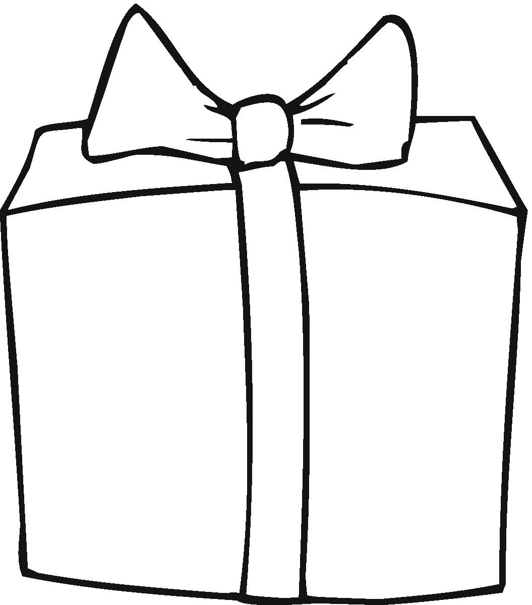 Black And White Outline Design Of A Mouse Pulling A Christmas Gift On