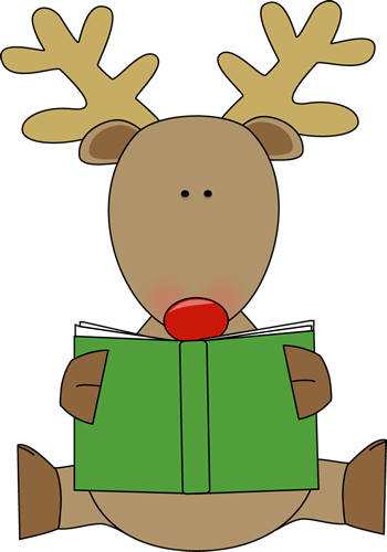 Book Clip Art   Reindeer Sitting Down And Reading A Green Book