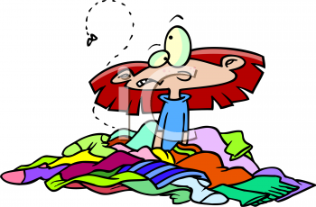 Cartoon Of A Girl Sitting In A Pile Of Dirty Clothes Clipart Image Jpg