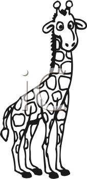 Picture Of An Outline Of A Baby Giraffe Calf In A Vector Clip Art
