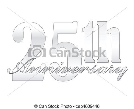 Vector Of 25th Anniversary   25th Year Anniversary Silver Isolated