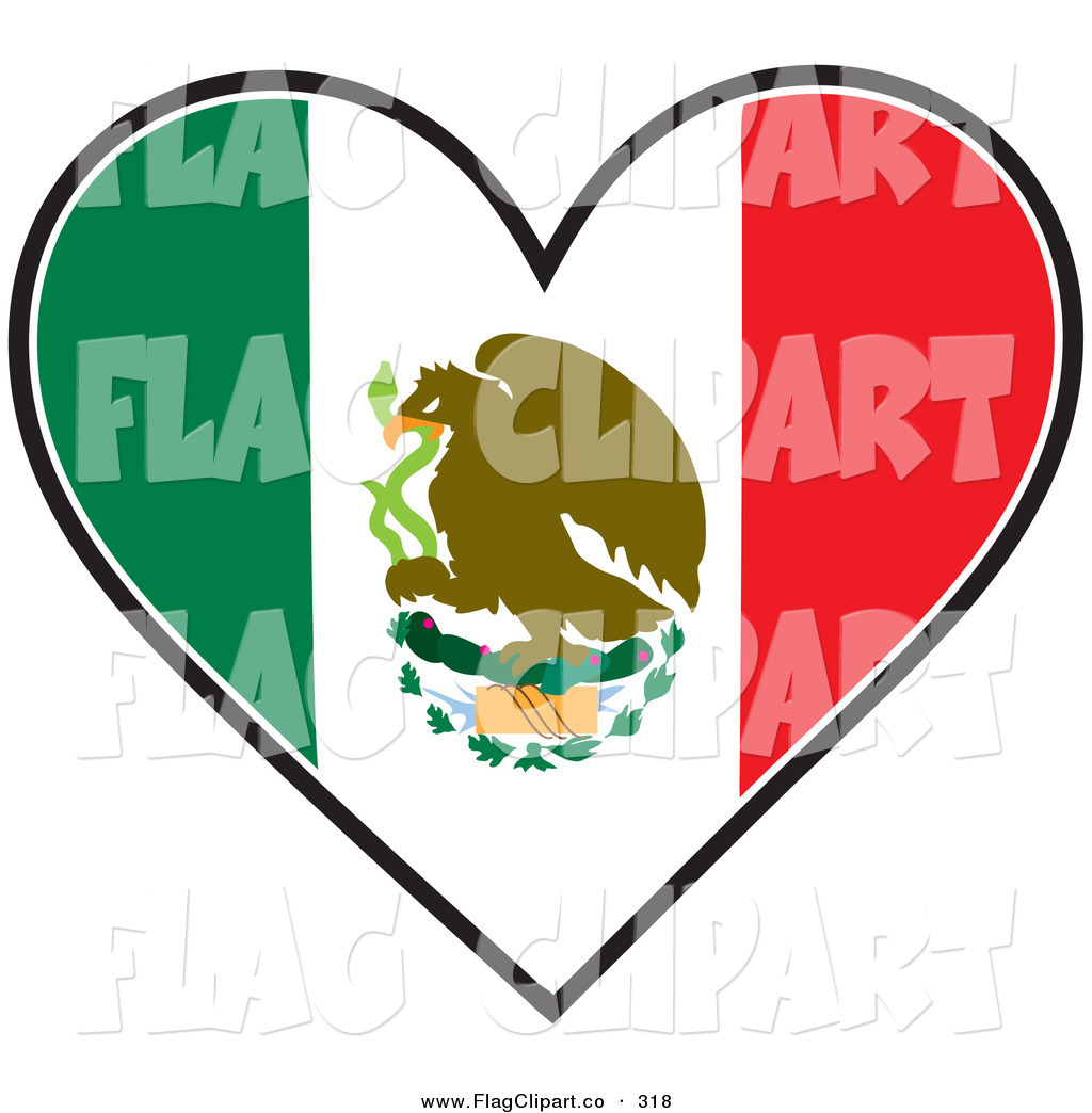White And Red Mexican Flag In The Shape Of A Heart By Maria Bell