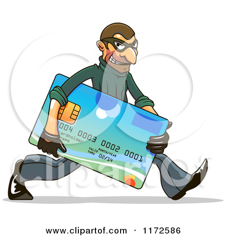 Clipart Of A Hacker Identity Thief Carrying A Credit Card   Royalty