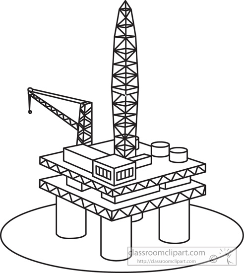 General   Oil Rig In Ocean 1029 Outline   Classroom Clipart
