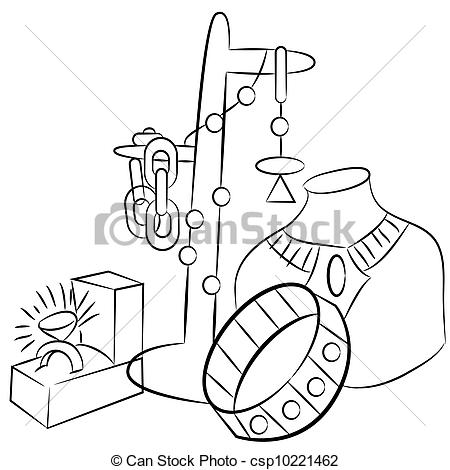 Vector   Collectible Antiques Jewelry Drawing   Stock Illustration