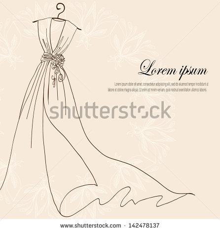 With Wedding Dress On A Hanger On Vintage Background   Stock Vector