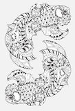 Zentangle Stylized Floral China Fish Doodle  Stock Photography