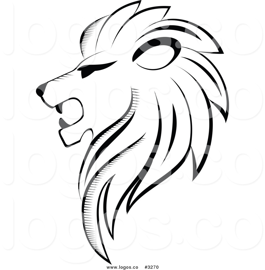 Royalty Free Vector Of A Black And White Lion Head Logo By Seamartini