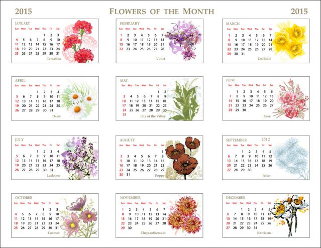 Clip Art Of A 2015 Flower Of The Month Calendar  Photo Credit  Dixie