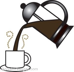 Press Pouring Fresh Hot Coffee Into A White Coffee Cup  Clipart