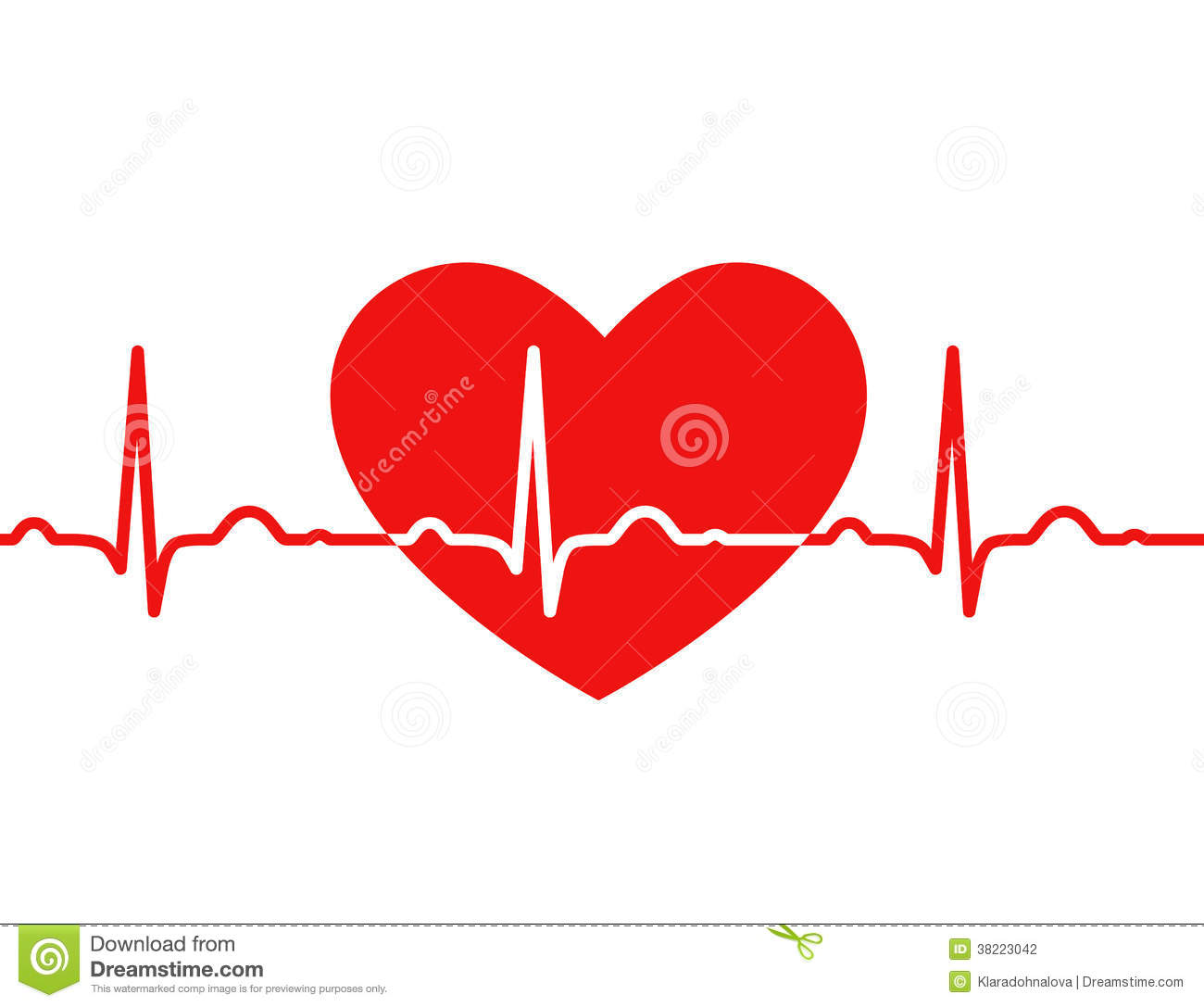 Stock Photography  Red Heart With Ekg On White   Medical Design