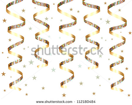Streamers Clipart Black And White Hanging Gold Party Streamers