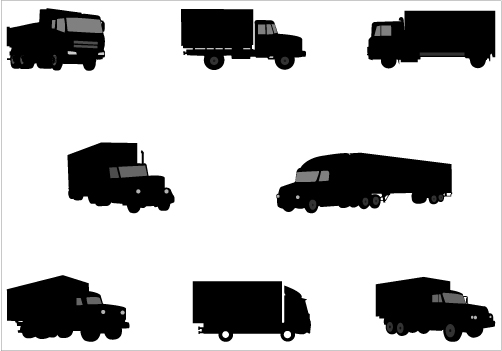 Vehicle Silhouettes Of Different Trucks