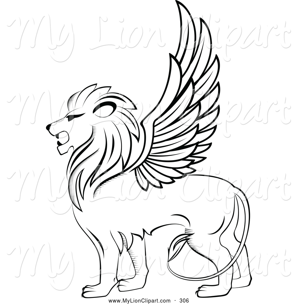 Winged Lion Logo Looking Left Lion Clip Art Seamartini Graphics