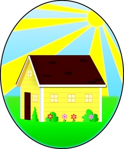 Home Clipart Image   Yellow Cartoon House On A Sunny Spring Day With A