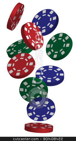 Poker Chips Stock Vector Clipart Illustration Of Falling Red Blue