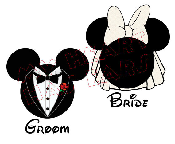 Printable Diy Mickey Mouse Groom   Minnie Mouse Bride Iron On